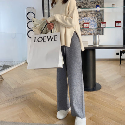 Women's Autumn And Winter Knitting Wide-leg Pants High Waist Drooping Mopping Casual