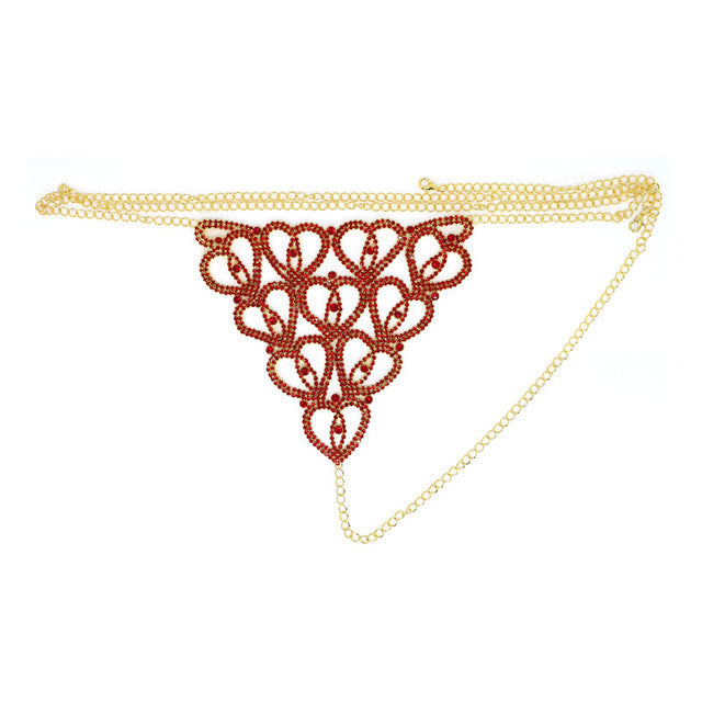Accessories Rhinestone Claw Chain Body Chain Heart Shaped Sexy Bikini Panties