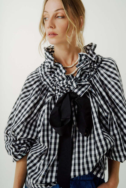 Women's Contrast Color Striped Shirt Lace-up Top
