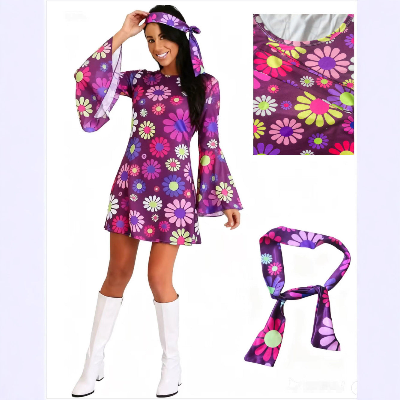 Casual Round Neck Hippie And Disco Fashion