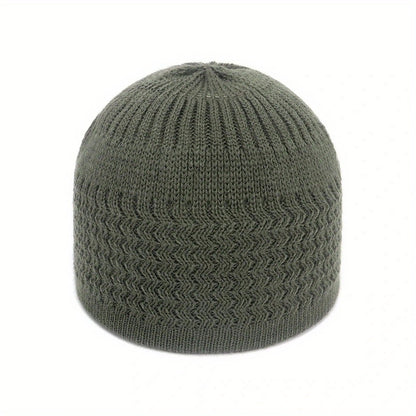 European And American Spring And Autumn Knitted Hat, Unisex Wavy Jacquard Unisex Dome Warm Beanie Cap, Muslim Pullover Knitted Hat, Ideal Choice For Gifts