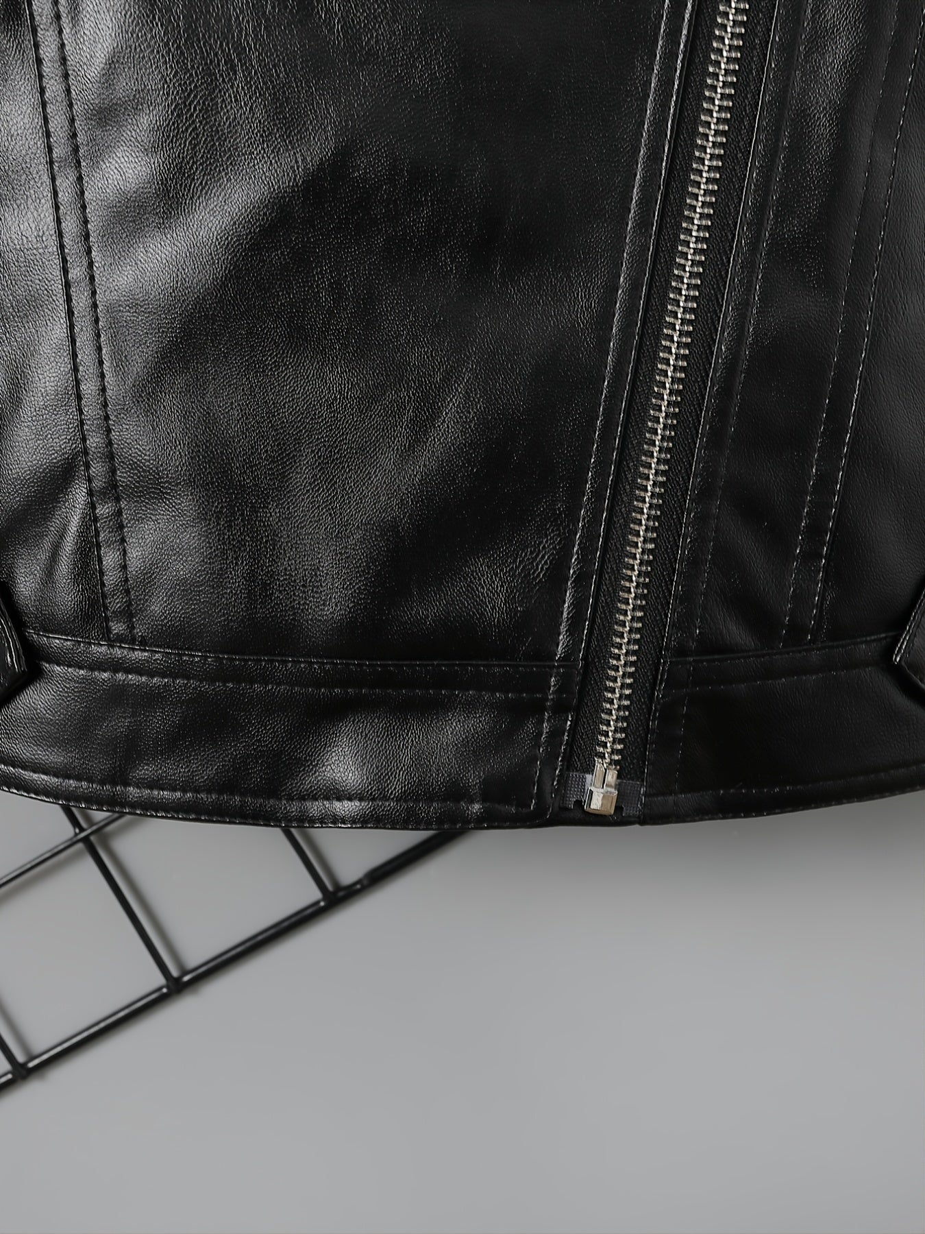 Children's Lapel PU Leather Jacket Zipper Coat Top For Girls And Boys Kids Clothes