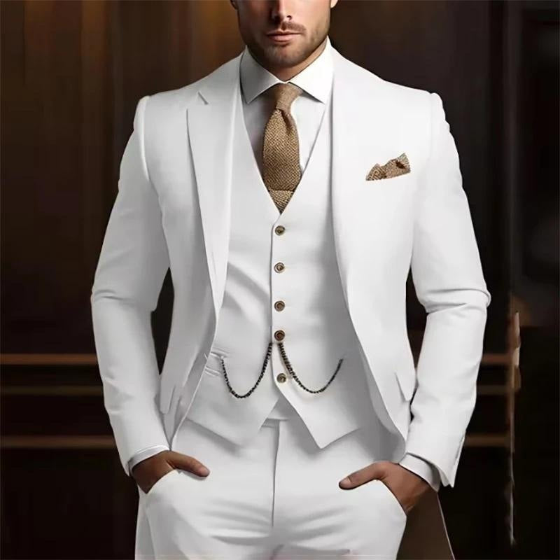 Men's Slim Fit Three-Piece Suit - Jacket, Vest & Trousers Set