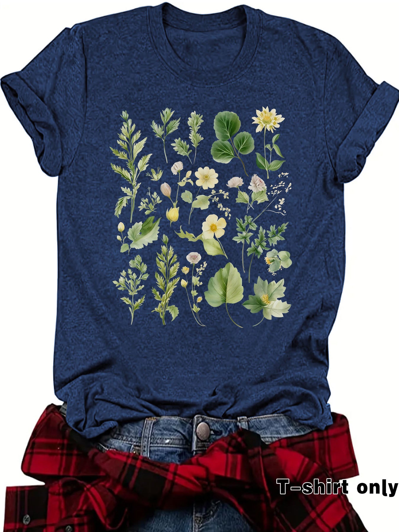 Fashionable Loose-fitting Casual Short-sleeve Top With Floral Print