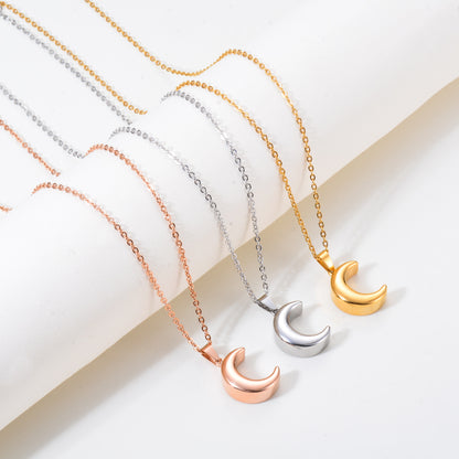 Stainless Steel Moon-Shaped Perfume Bottle Ash Pendant Necklace