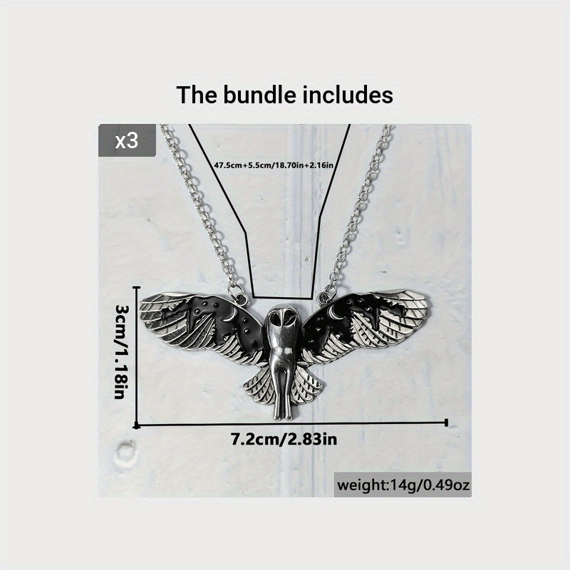 Vintage Silvery Owl Pendant Necklace Witch Moon Phase Art Necklace Ladies Animal Totem Necklace Jewelry Gift