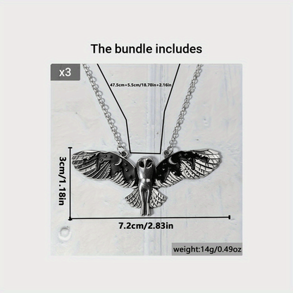 Vintage Silvery Owl Pendant Necklace Witch Moon Phase Art Necklace Ladies Animal Totem Necklace Jewelry Gift