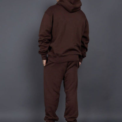 Men's Casual Loose Solid Color Hooded Sweatshirt Pants