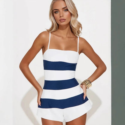 Summer New Arrival Fashionable Strap Contrast-Color Jumpsuit