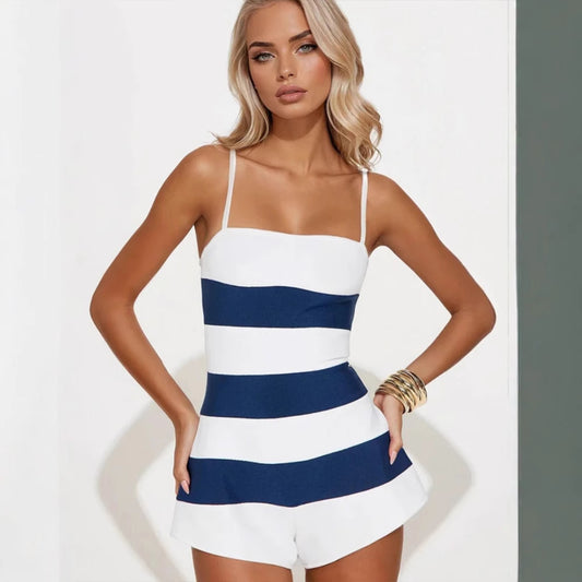 Summer New Arrival Fashionable Strap Contrast-Color Jumpsuit