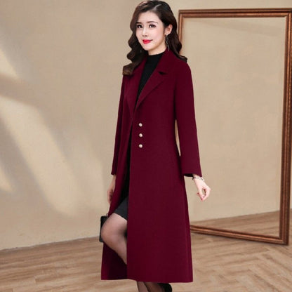 Western Style Fashion Woolen Women's Trench Coat