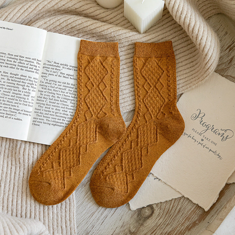 Solid Color Fashion Warm Classic Pattern Wool Socks
