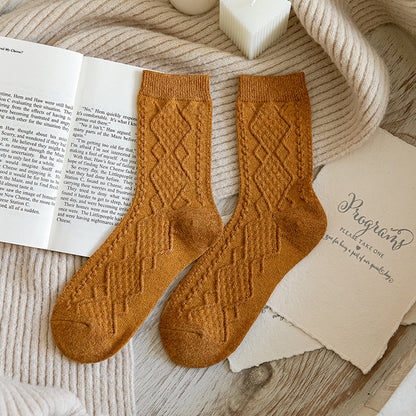 Solid Color Fashion Warm Classic Pattern Wool Socks
