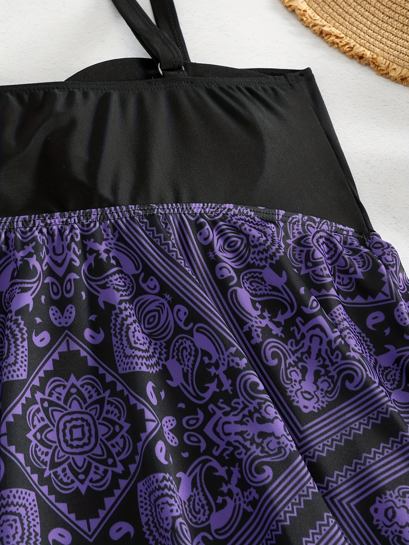 Plus Size Tribal Print One-Piece Swimsuit - Off Shoulder Bandeau Swimwear for Women