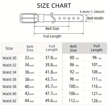 Men's Leather Belt, Fashion & Classic Casual Belt with Single Prong Buckle for Jeans, Pants, Work And Business, Gift for Dad & Husband