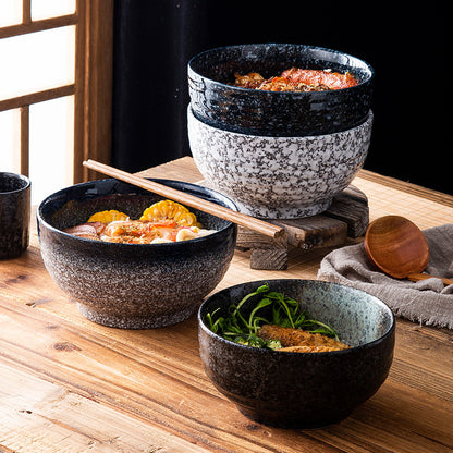 Japanisches Ramen-Schüssel-Set aus Keramik, Instantnudeln, Essstäbchen und Löffel