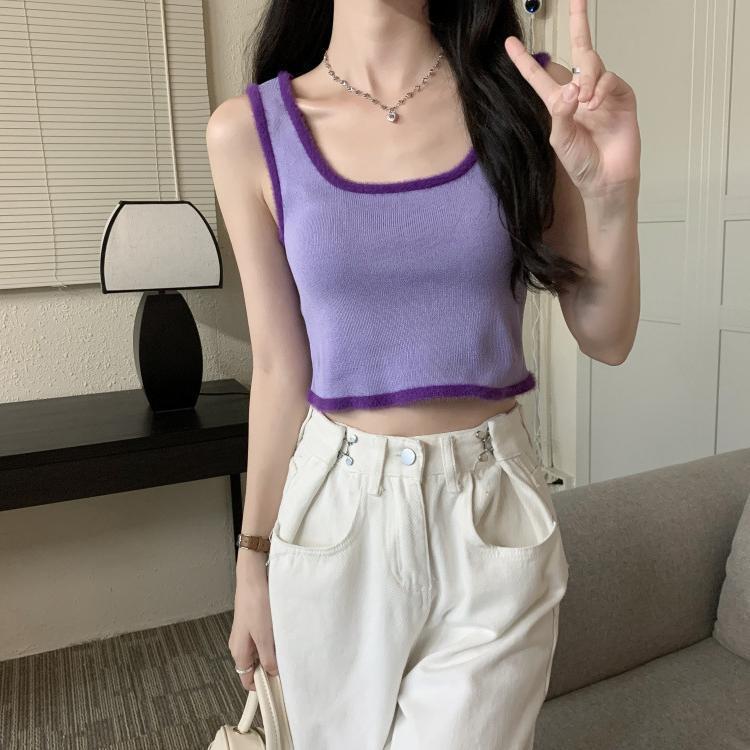 Women's Color-Block Vest For Petite Figures Women's U-Neck