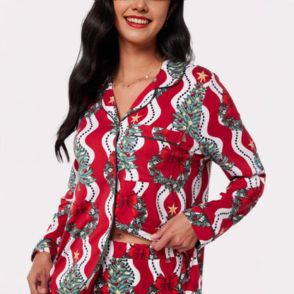 Christmas Printed Long-sleeved Trousers Autumn Ladies Home Leisure Suit