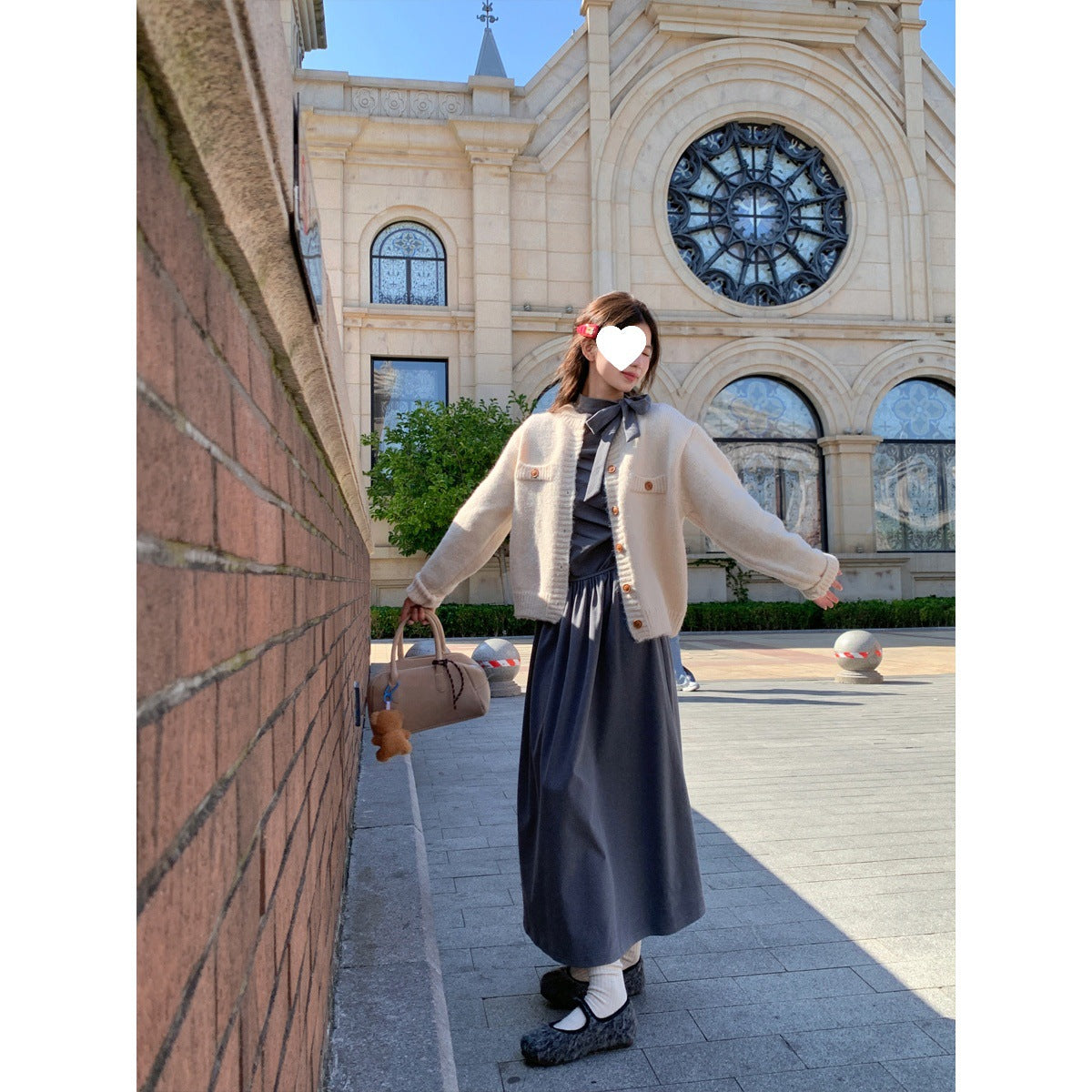 Figure-flattering Dress For Womenfitted At The Waist With A High Neckline