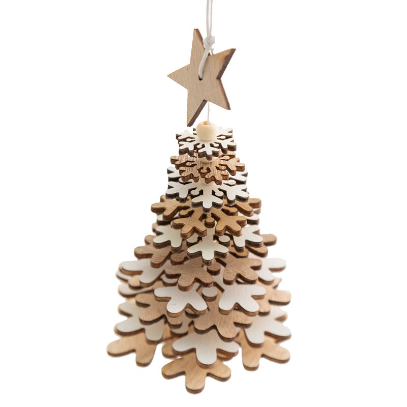 Wooden Christmas Tree Bell Pendant Room Living Room