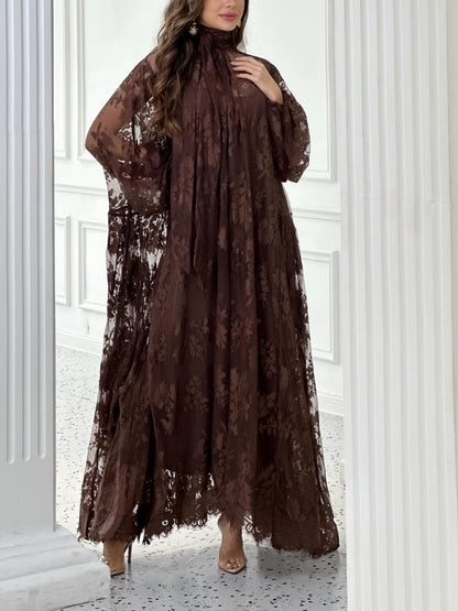 Lace Tie Double Layer Swing Dress