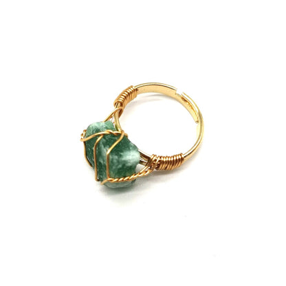 Personality Hand Wrapped Rough Stone Agate Ring