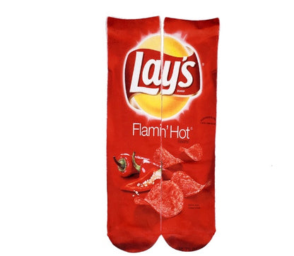 Potato Chips 3D Printed Socks Leshi Odd Zero Food Heat Transfer Stockings Printing Personality