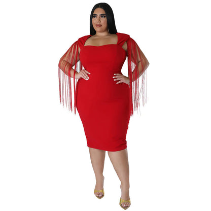 Sexy Tassel Sleeveless Elegant Figure-hugging Dress