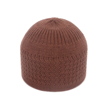 European And American Spring And Autumn Knitted Hat, Unisex Wavy Jacquard Unisex Dome Warm Beanie Cap, Muslim Pullover Knitted Hat, Ideal Choice For Gifts
