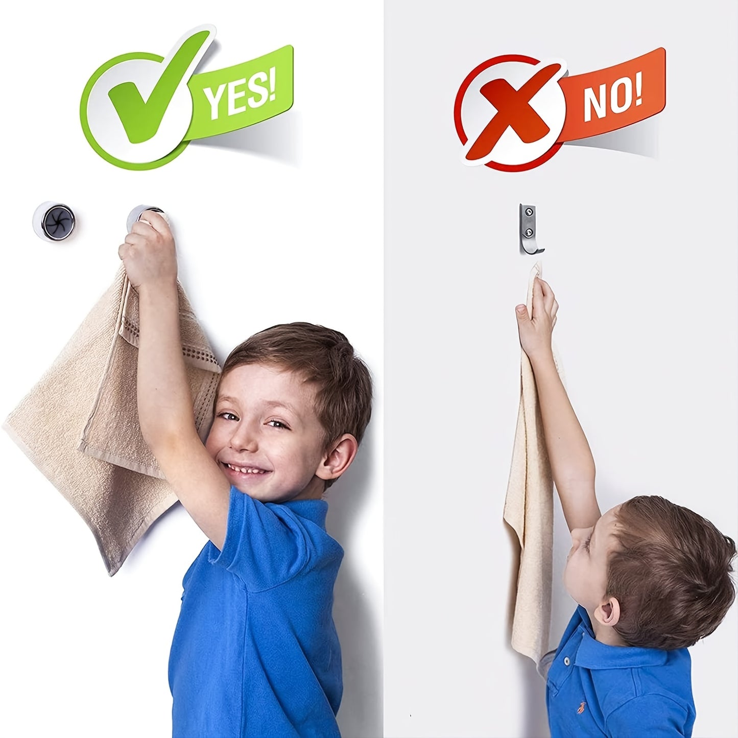 1/3pcs Fashion Style Self-Adhesive Wall Mount Towel Hooks, Plastic Easy Install No-Drill Kitchen & Bathroom Towel Holder for Home, Cabinet, Garage