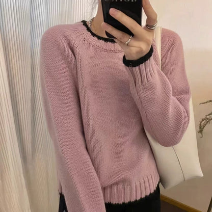 Loose-fitting Pullover Round-neck Color Matching Inner Bottoming Sweater