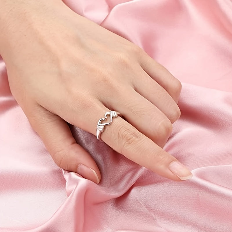 Premium 18K Gold Plated Heart Ring - Adjustable Promise Ring for Women & Teen Girls