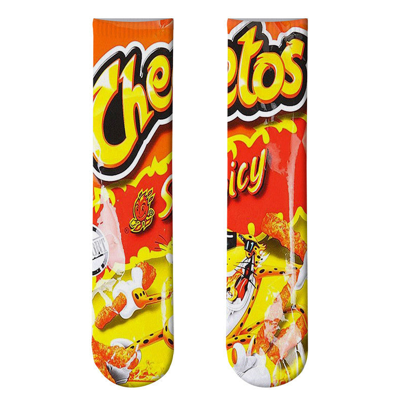 Potato Chips 3D Printed Socks Leshi Odd Zero Food Heat Transfer Stockings Printing Personality