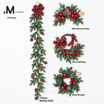 Christmas Decoration Upside Down Christmas Tree Horn Rattan Christmas Wreath