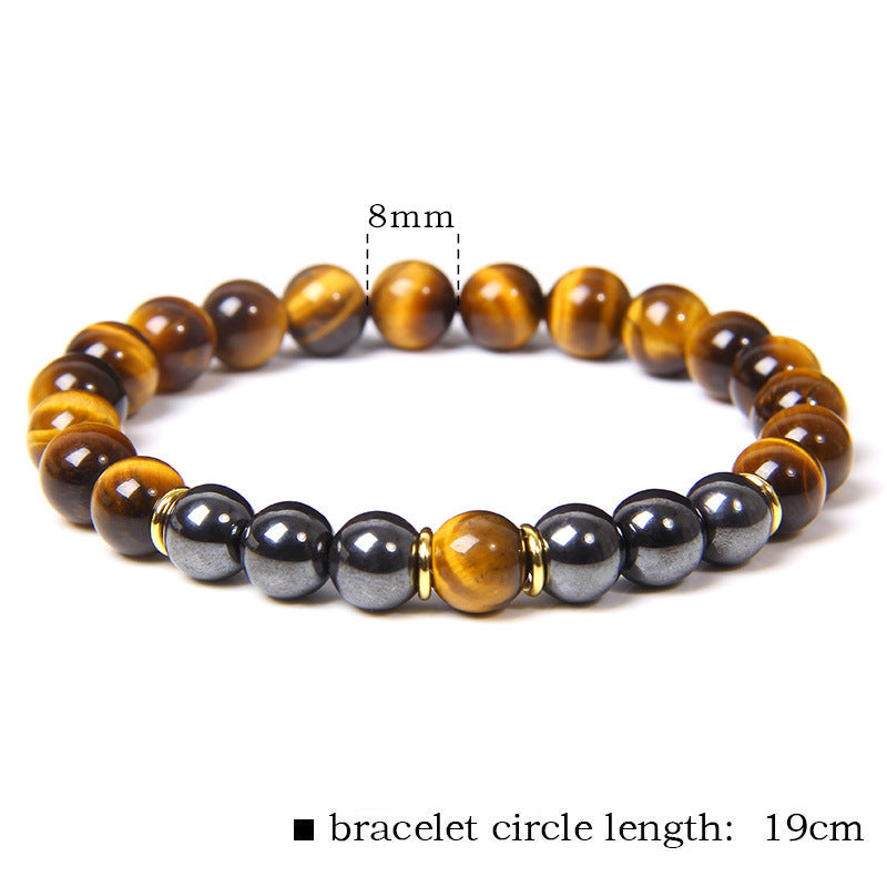 Natural Tiger Eye Stone Bracelet - Handwoven Healing Crystal Bracelet for Men & Women