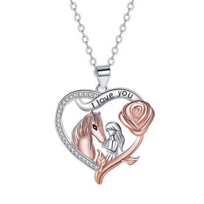 Fashion Girl And Horse Necklace Women's Valentine's Day Gift