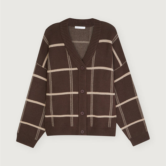 British retro loose coat mid-length plaid