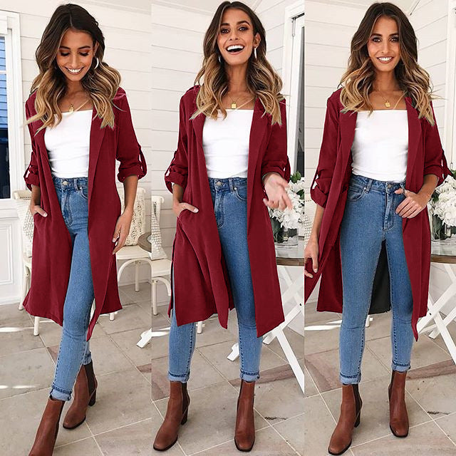 Women's long trench coat jacket
