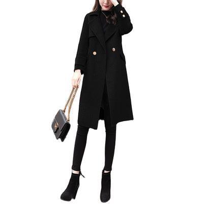 Women's Mid-Length Hepburn Style Woolen Coat - Classic Vintage Winter Jacket
