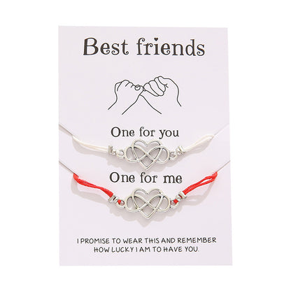 Best Friends Infinity Heart Bracelet - Adjustable Friendship Card Bracelet Set