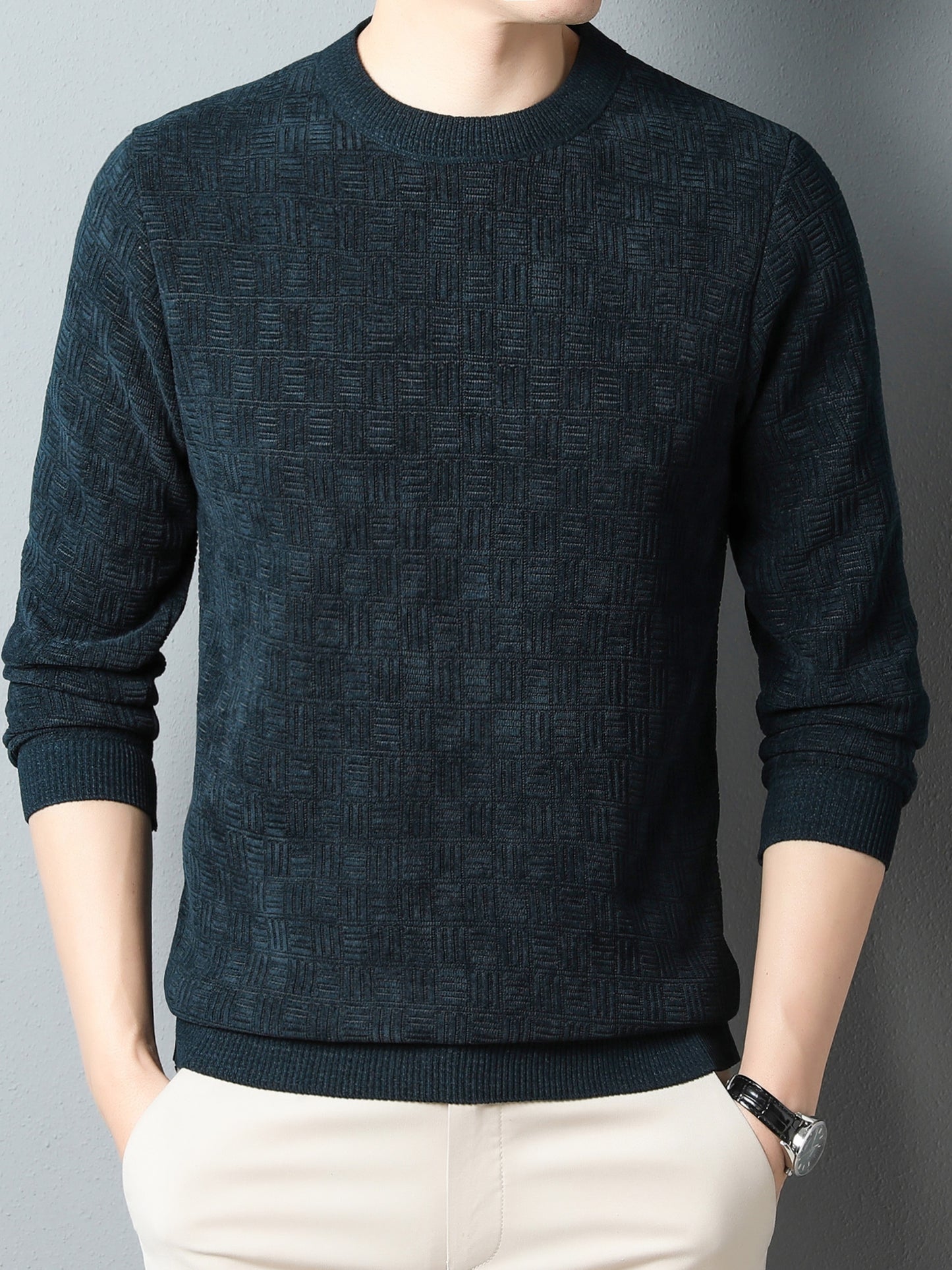 Winter New Men's Casual Sweater Round Neck Plus Thick Base Warm Sweater Best Sellers