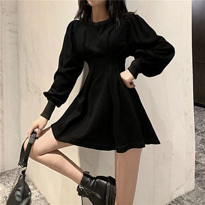 New Autumn Dress, Long-Sleeved Mid-Length A-Line Skirt, Thin And Waist
