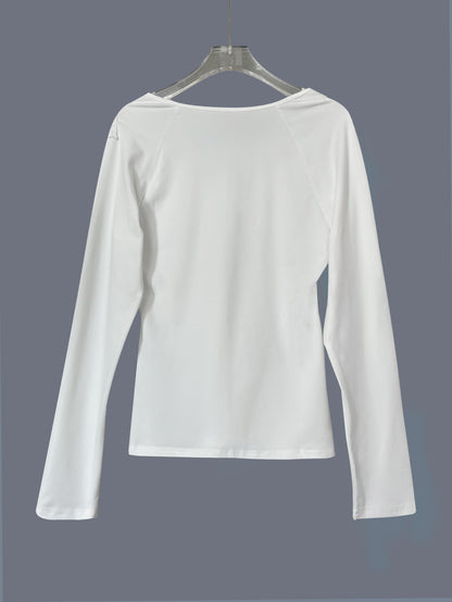 Double-V Lace V-Neck Trim Pullover T-Shirt