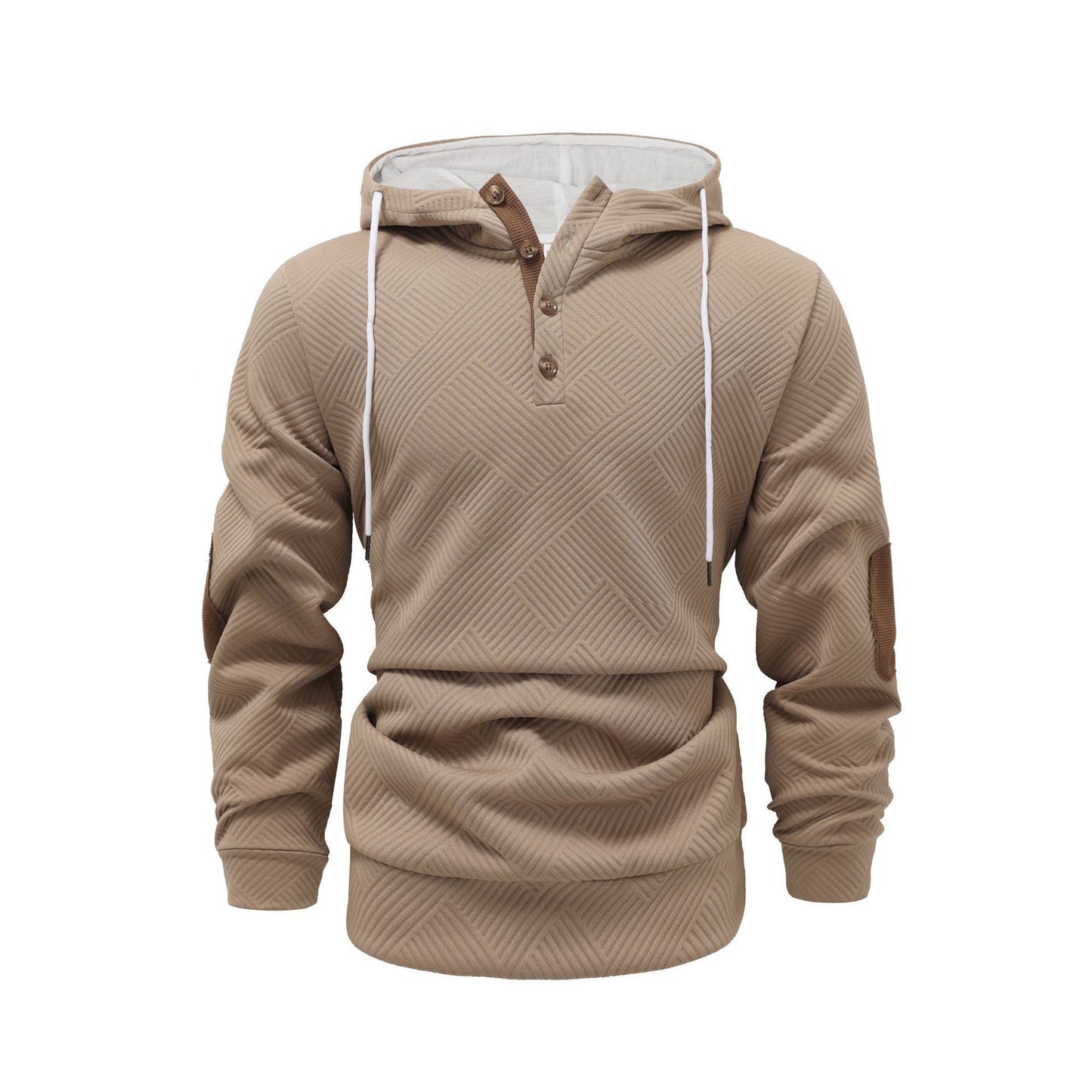 Premium Men's Jacquard Hooded Sweater - Casual Pullover Hoodie for Sports & Leisure