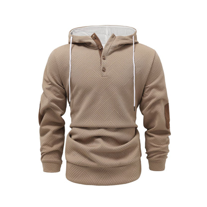 Premium Men's Jacquard Hooded Sweater - Casual Pullover Hoodie for Sports & Leisure