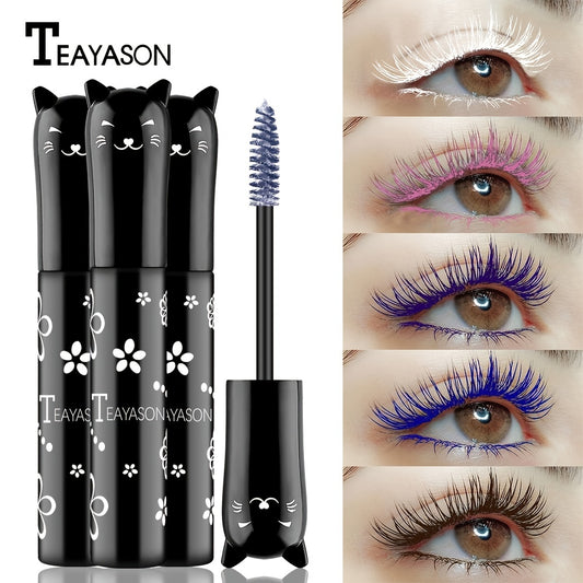 TEAYSON 4D Fiber Mascara - Waterproof Long-Lasting Cat Eye Eyeliner & Volumizing Mascara Set with Plant Squalane