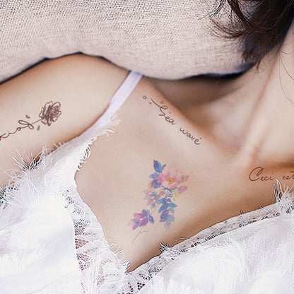 Wholesale small fresh tattoo stickers South Korea tattoo flowers eyebrow butterfly English cartoon face tattoo stickers 60