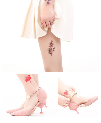 Wholesale small fresh tattoo stickers South Korea tattoo flowers eyebrow butterfly English cartoon face tattoo stickers 60