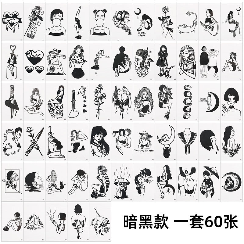 Wholesale small fresh tattoo stickers South Korea tattoo flowers eyebrow butterfly English cartoon face tattoo stickers 60