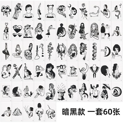 Wholesale small fresh tattoo stickers South Korea tattoo flowers eyebrow butterfly English cartoon face tattoo stickers 60